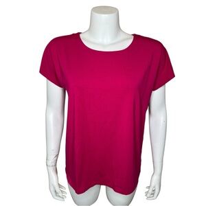 J Jill Luxe Supima Scoop-Neck Tee Top S Modal Blend Pink